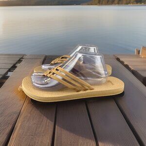 ✅Sanuk Yoga Salty Strappy Slide Thong Sandals Women's 11 Brown Lighweight